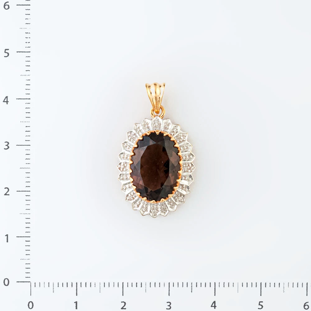 Подвес с раух-топазом из красного золота 585 пробы