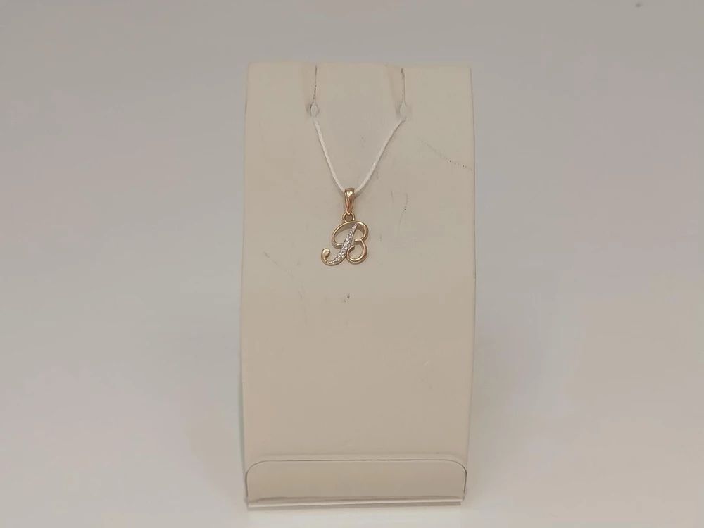 Подвес с фианитом из красного золота 585 пробы