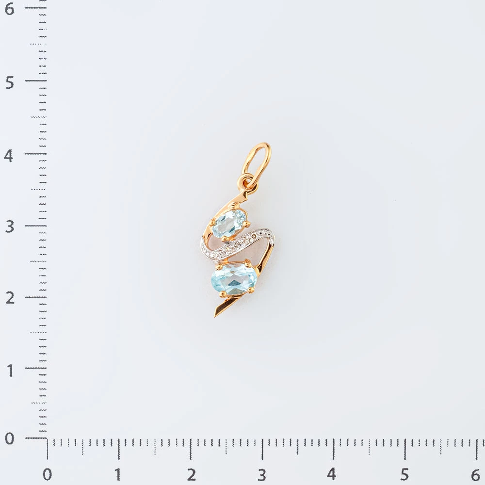 Подвес с топазом из красного золота 585 пробы