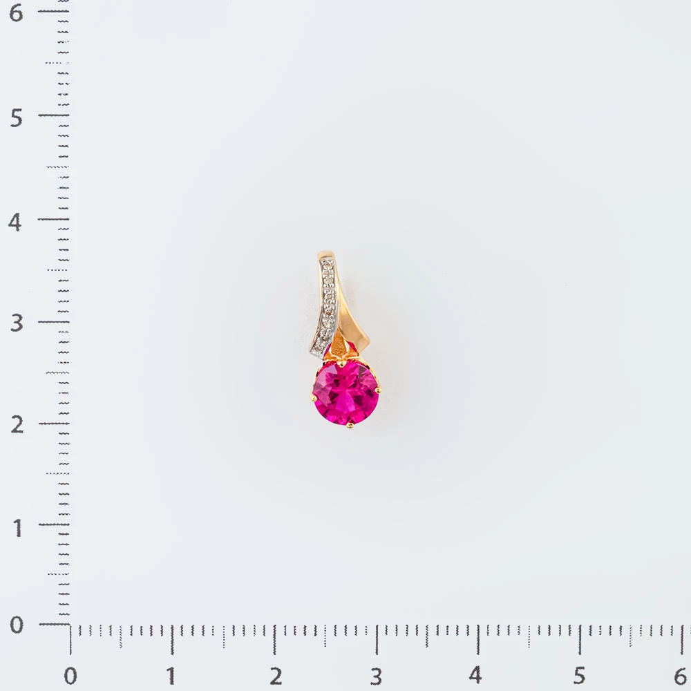 Подвес с рубином синтетическим из красного золота 585 пробы