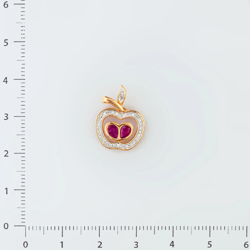 Подвес с рубином из красного золота 585 пробы