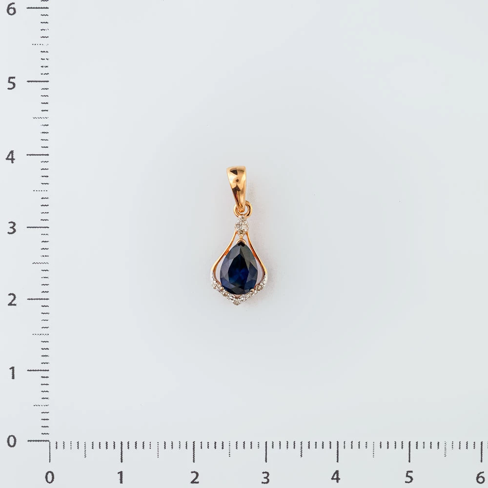 Подвес с сапфиром синтетическим из красного золота 585 пробы