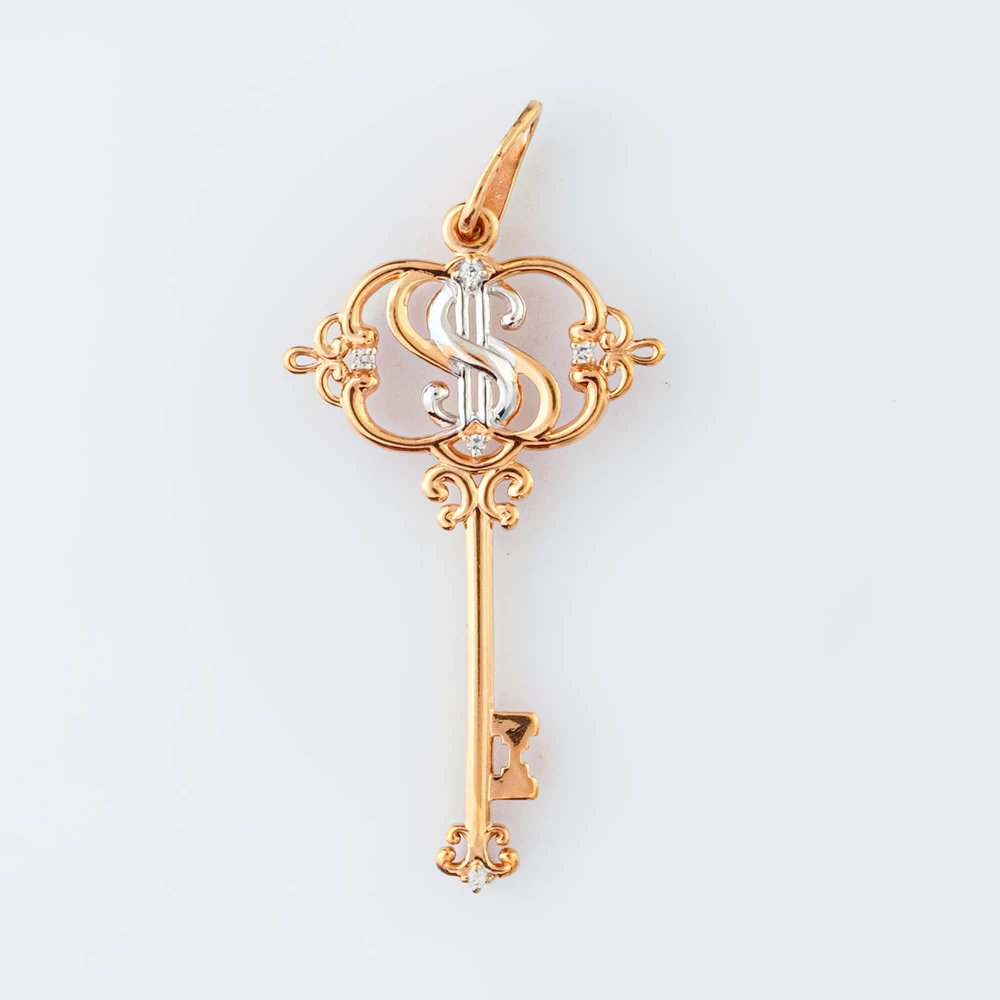 Подвес с бриллиантом из красного золота 375 пробы