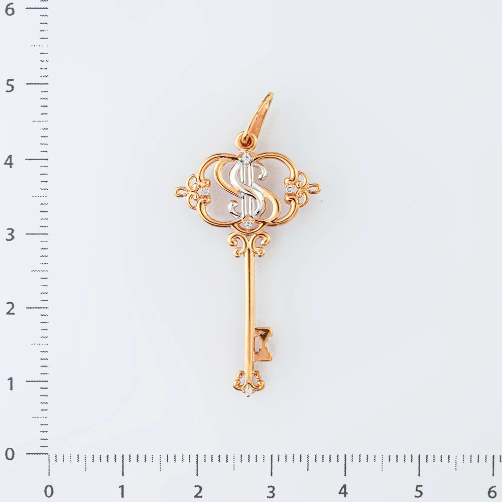 Подвес с бриллиантом из красного золота 375 пробы