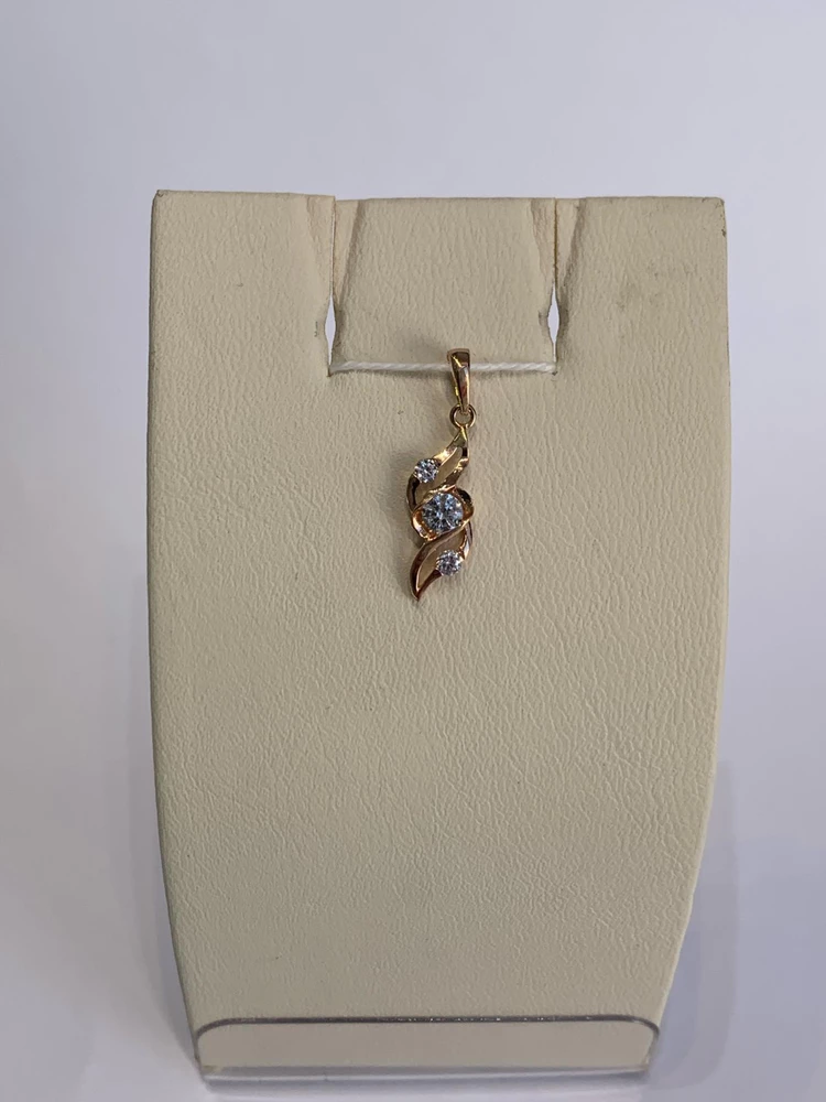 Подвес с фианитом из красного золота 585 пробы