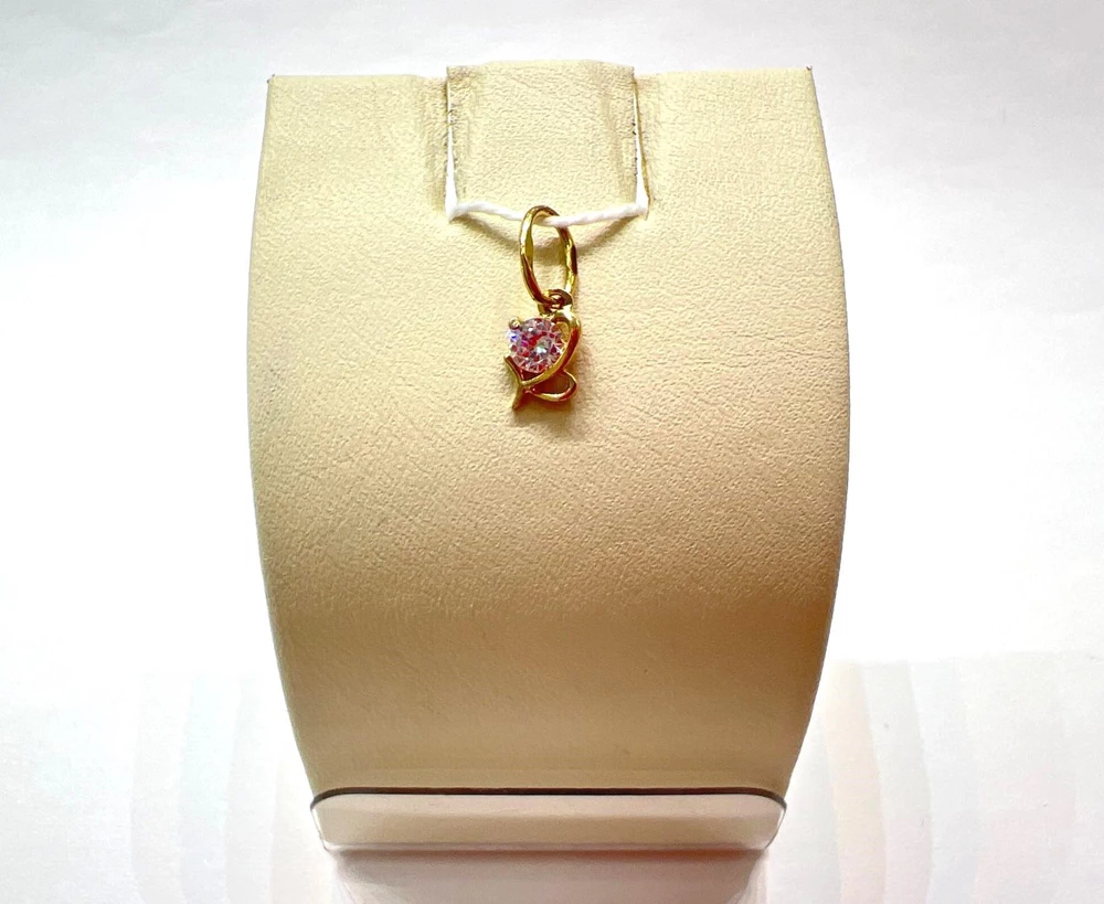 Подвес с фианитом из красного золота 585 пробы