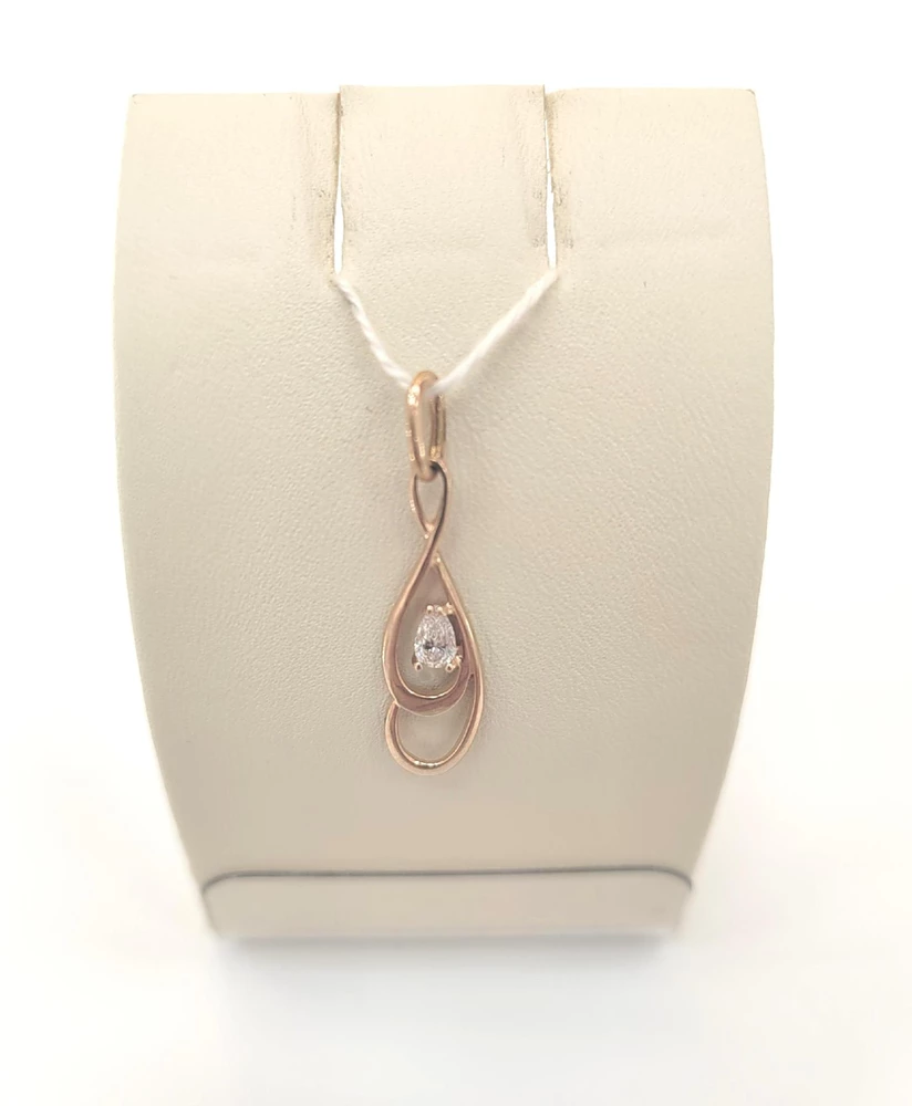 Подвес с фианитом из красного золота 585 пробы