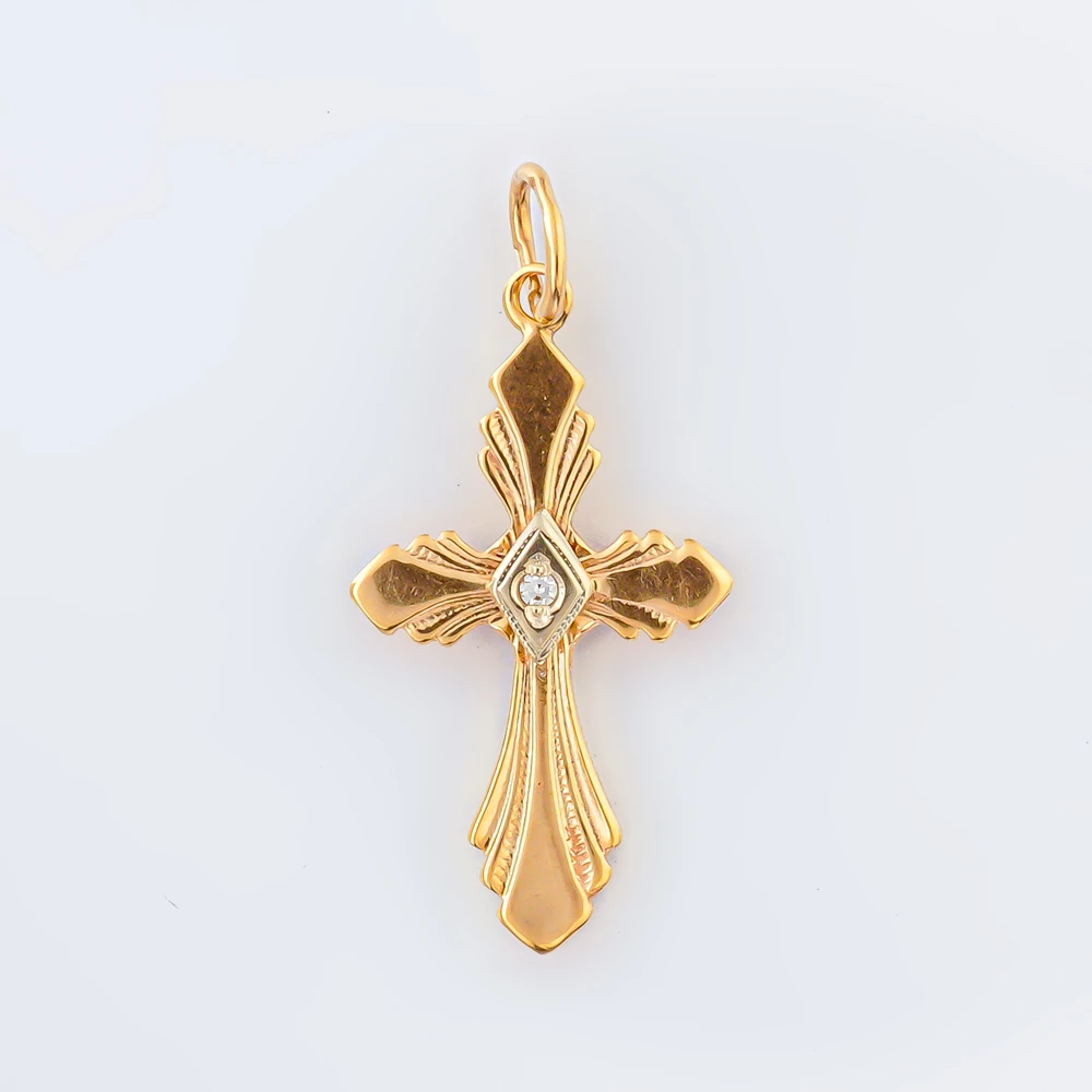 Подвес с бриллиантом из красного золота 585 пробы