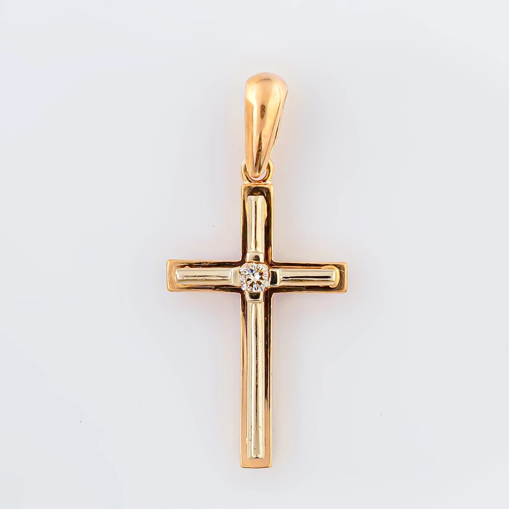 Подвес с бриллиантом из красного золота 585 пробы