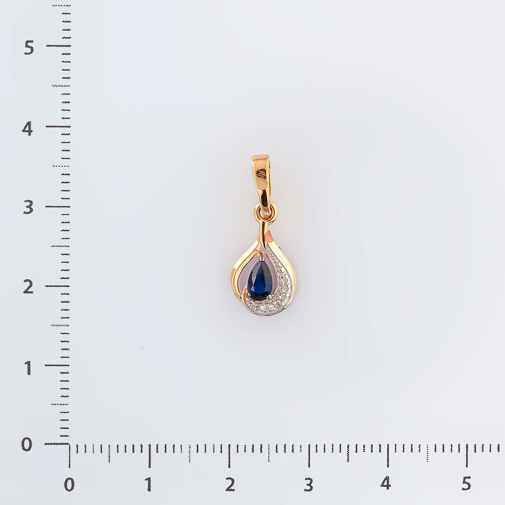 Подвес с сапфиром синтетическим из красного золота 585 пробы
