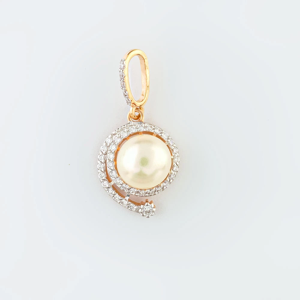 Подвес с культивированным жемчугом из красного золота 585 пробы