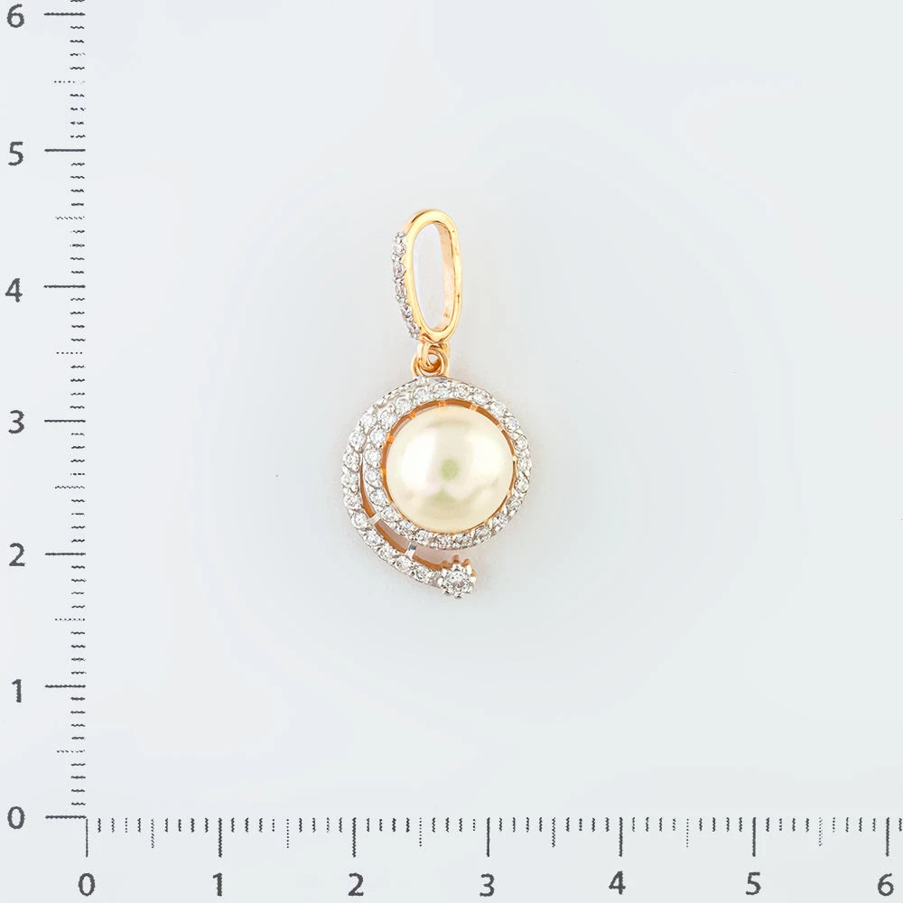 Подвес с культивированным жемчугом из красного золота 585 пробы