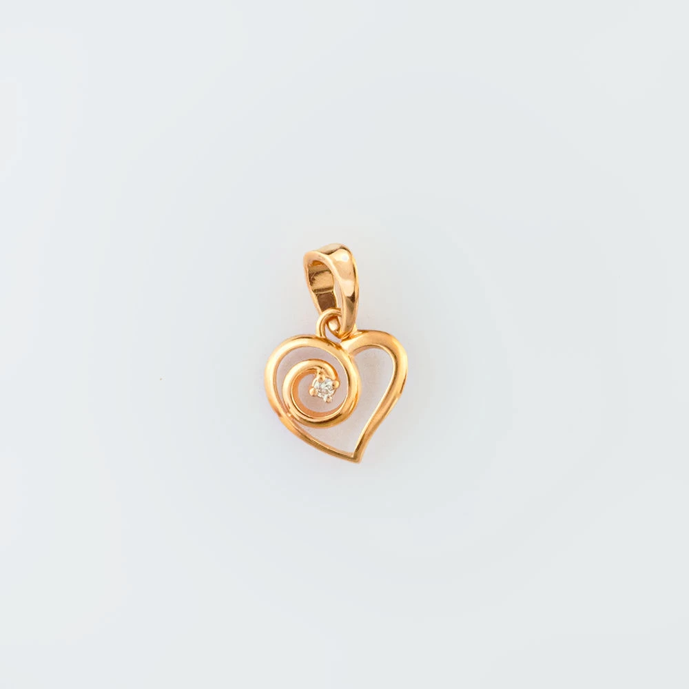 Подвес с бриллиантом из красного золота 585 пробы