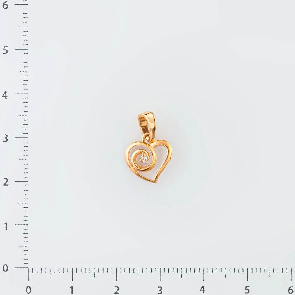 Подвес с бриллиантом из красного золота 585 пробы