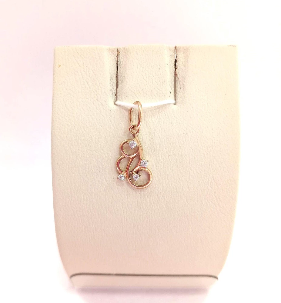 Подвес с фианитом из красного золота 585 пробы