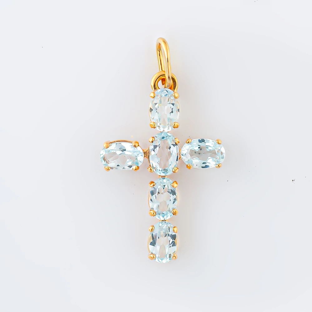 Подвес с топазом из красного золота 585 пробы