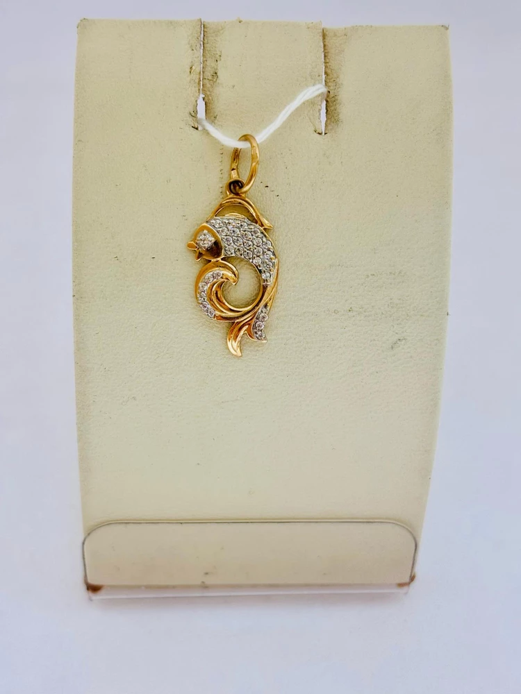 Подвес с фианитом из красного золота 585 пробы