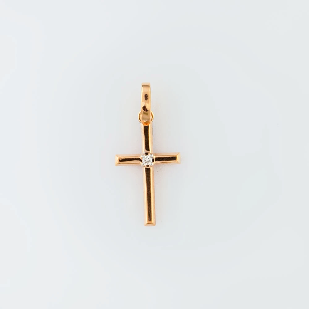 Подвес с бриллиантом из красного золота 585 пробы