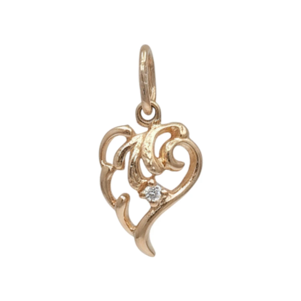 Подвес с фианитом из красного золота 585 пробы