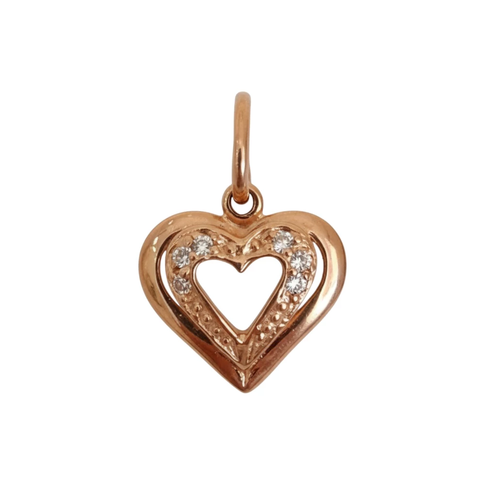 Подвес с фианитом из красного золота 585 пробы