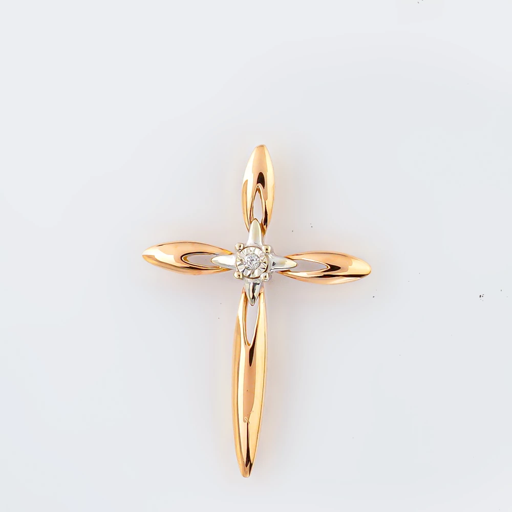 Подвес с бриллиантом из красного золота 585 пробы