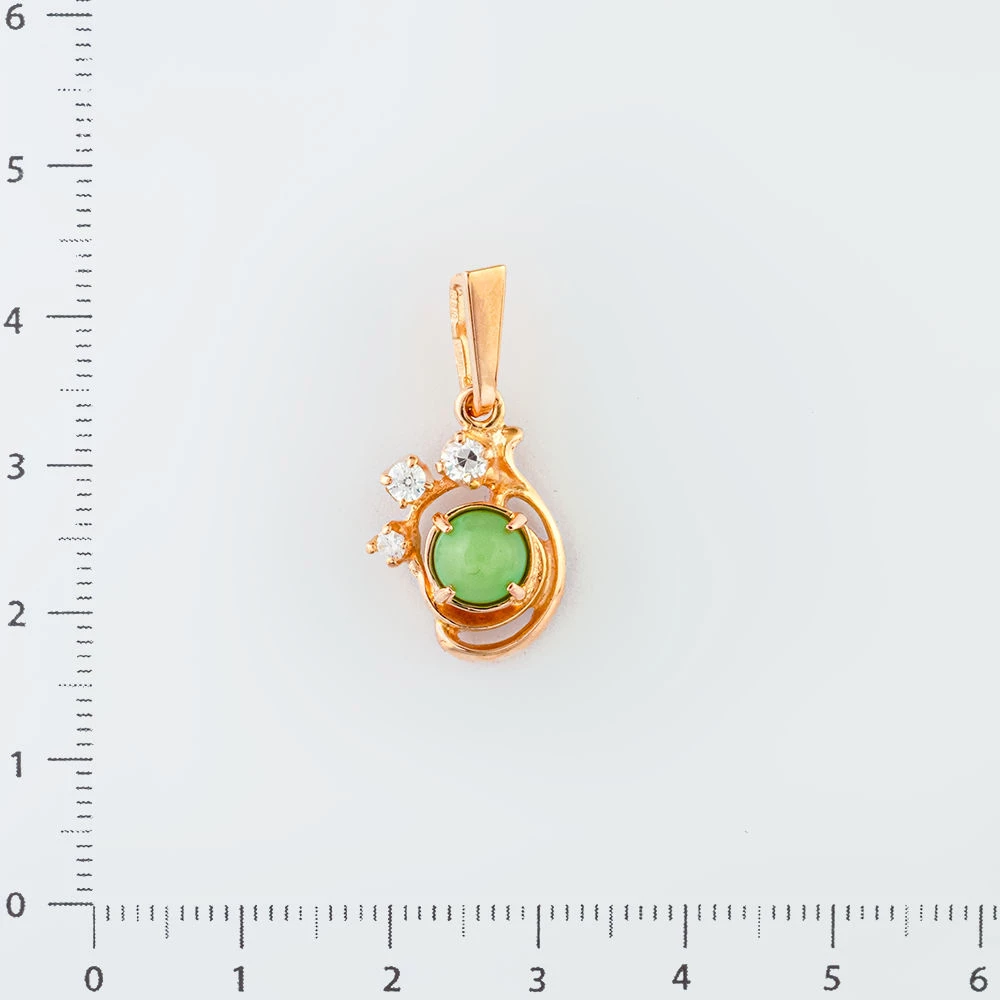 Подвес с хризопразом из красного золота 585 пробы