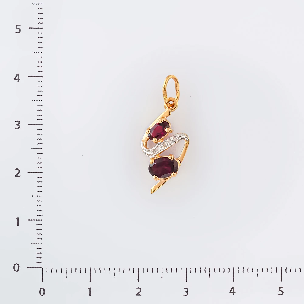 Подвес с гранатом из красного золота 585 пробы