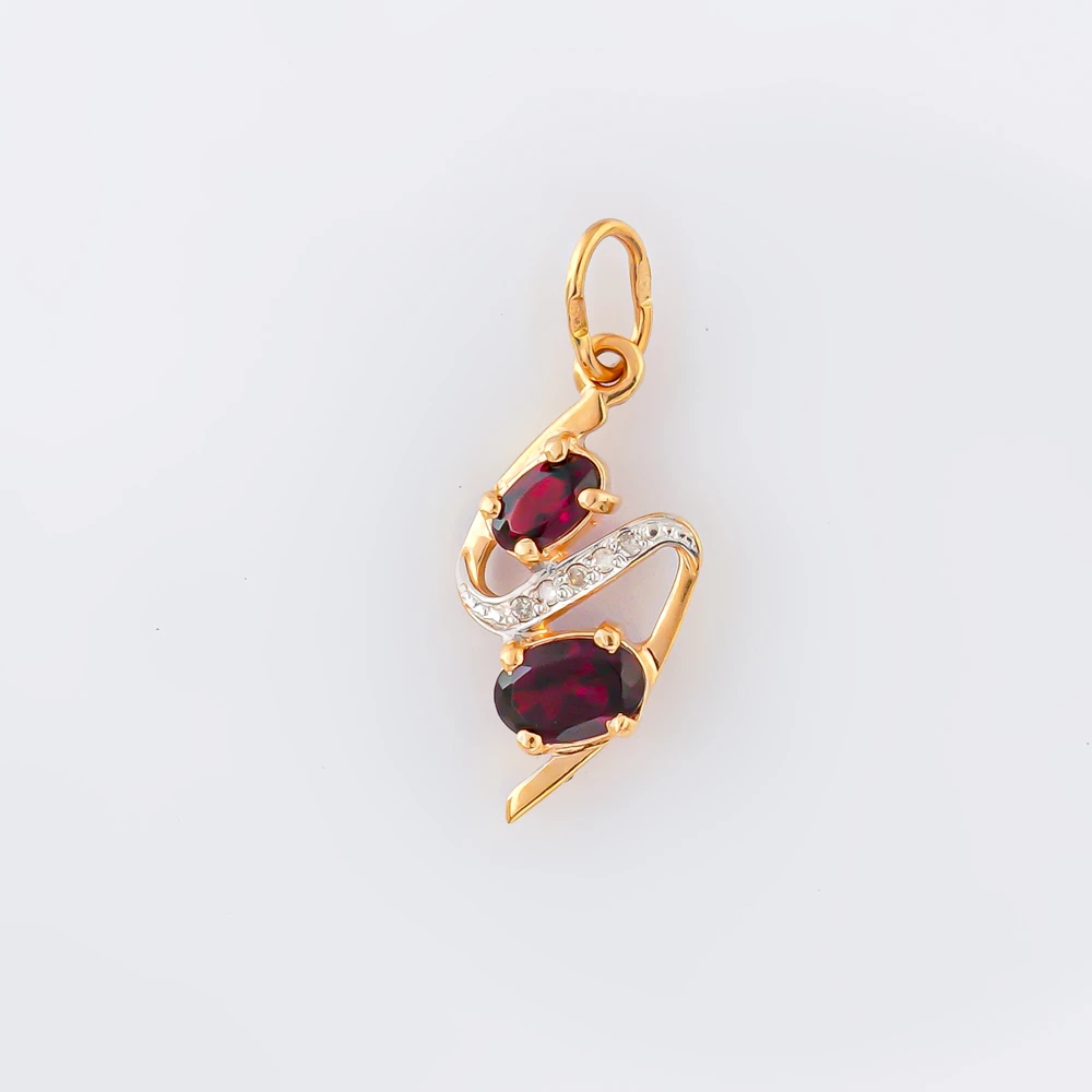 Подвес с гранатом из красного золота 585 пробы