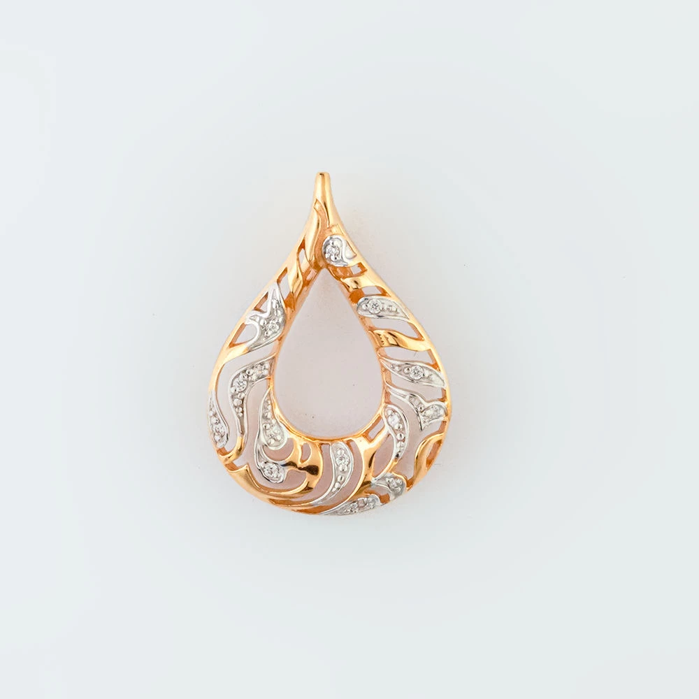 Подвес с фианитом из красного золота 585 пробы