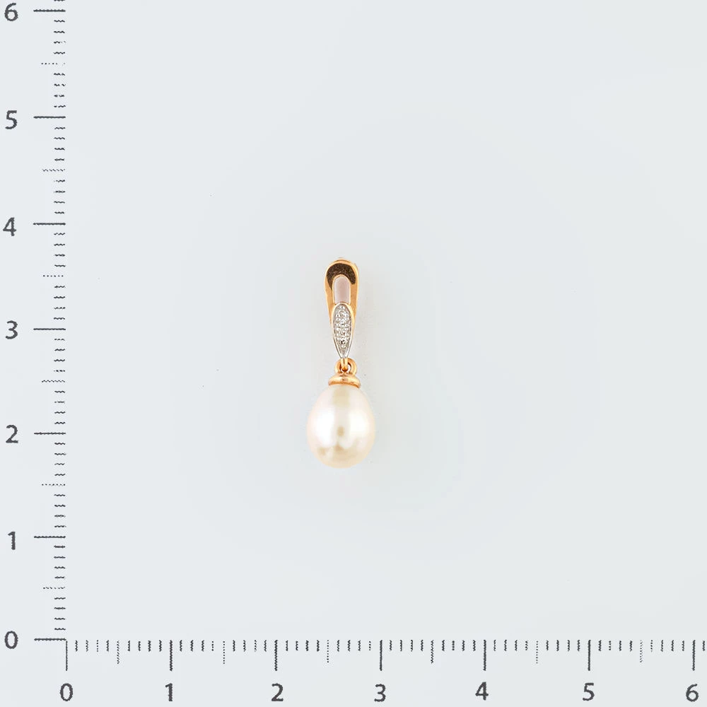 Подвес с культивированным жемчугом из красного золота 585 пробы