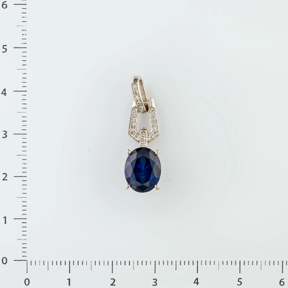 Подвес с сапфиром синтетическим из белого золота 585 пробы