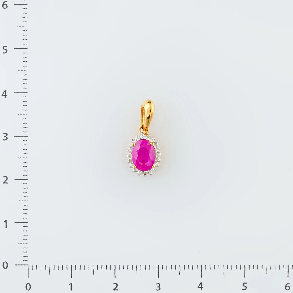 Подвес с рубином из желтого золота 585 пробы 2