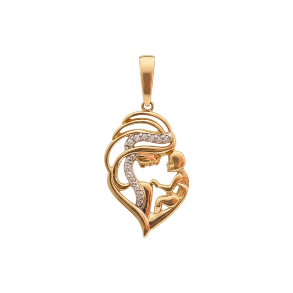 Подвес с фианитом из красного золота 585 пробы