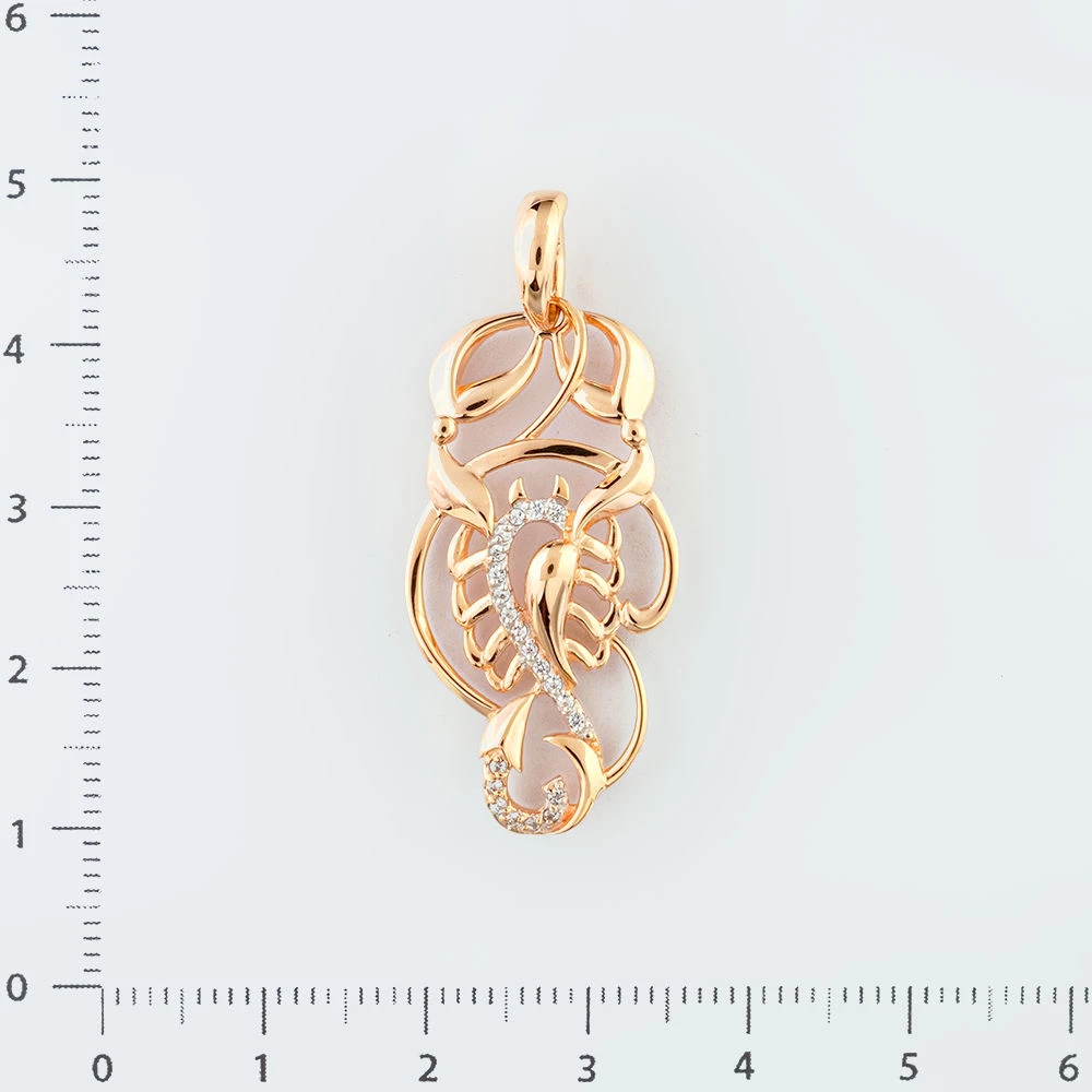 Подвес с фианитом из красного золота 585 пробы