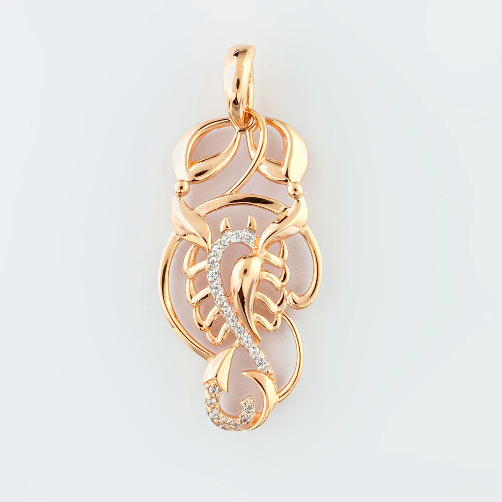 Подвес с фианитом из красного золота 585 пробы