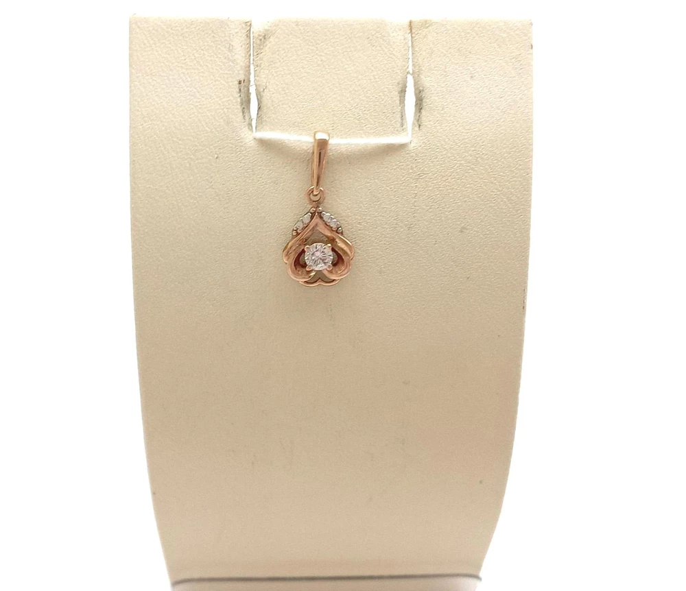 Подвес с фианитом из красного золота 375 пробы