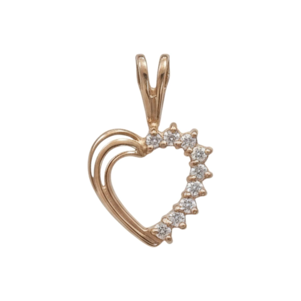 Подвес с фианитом из красного золота 585 пробы