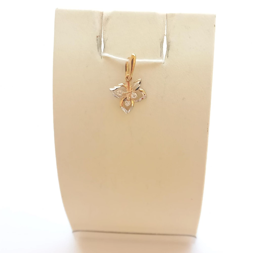 Подвес с фианитом из красного золота 585 пробы