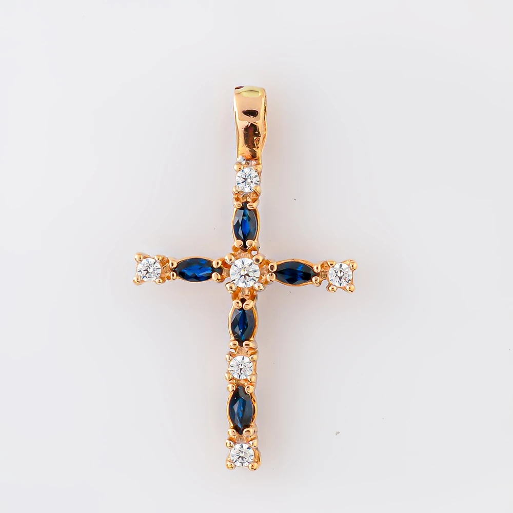 Подвес с сапфиром из красного золота 585 пробы