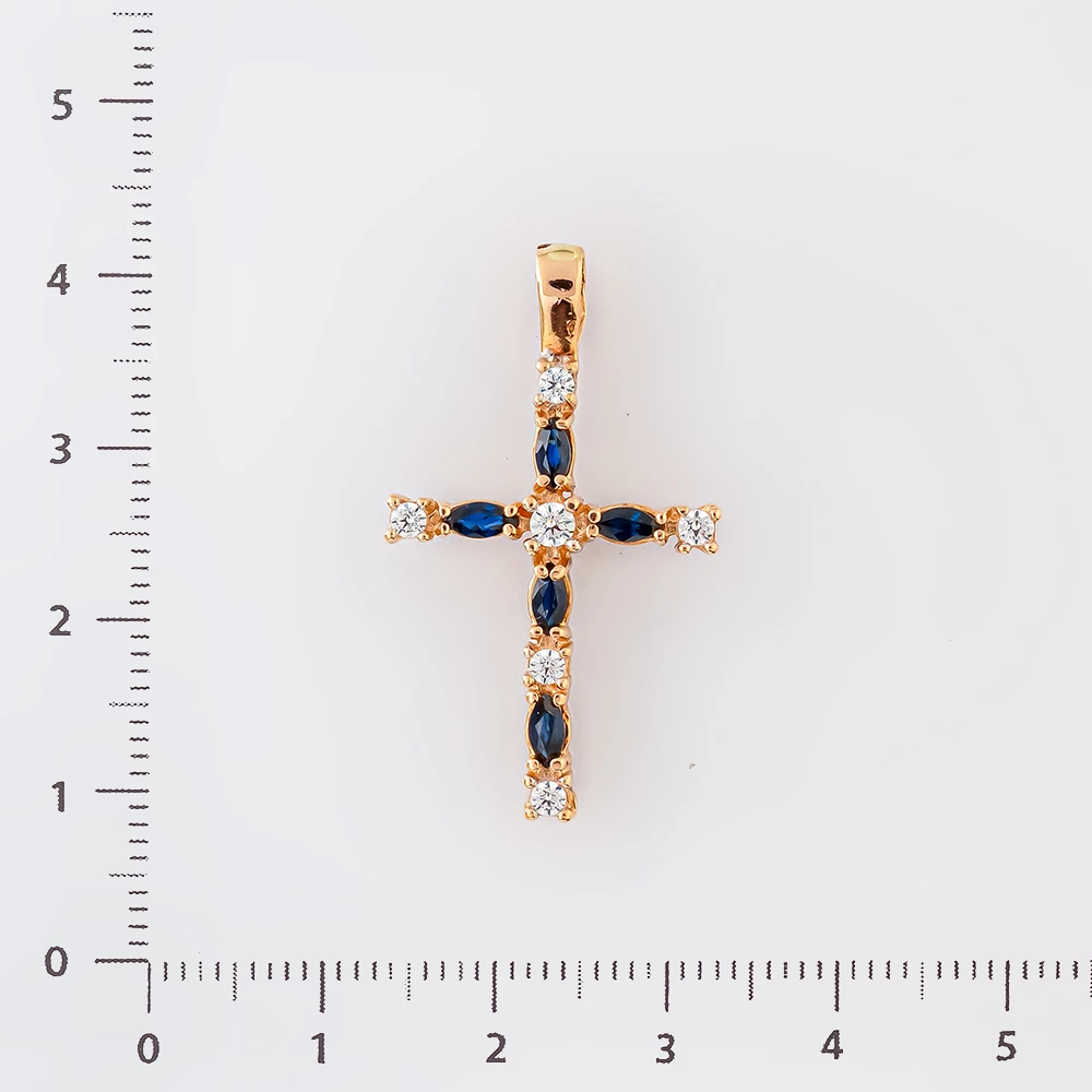 Подвес с сапфиром из красного золота 585 пробы