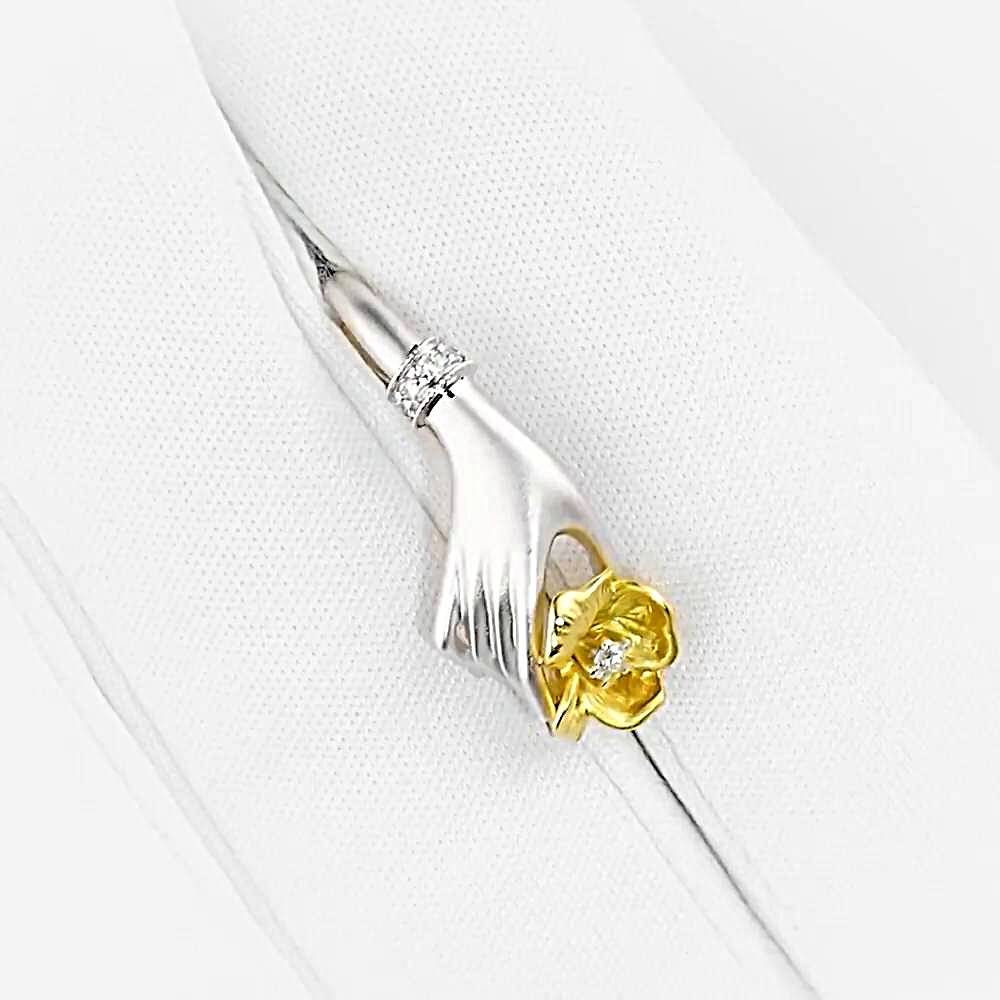 Подвес с бриллиантом из желтого золота 585 пробы