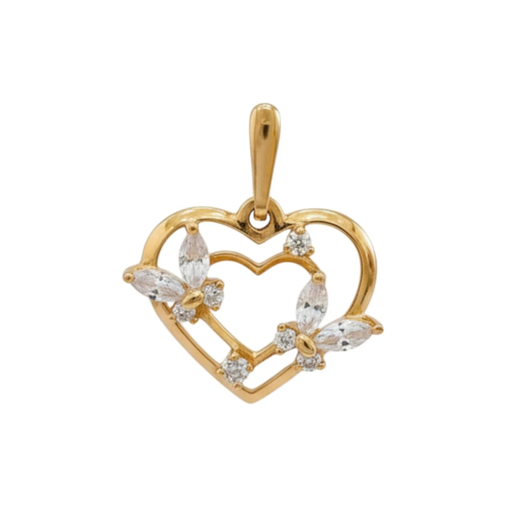 Подвес с фианитом из красного золота 585 пробы