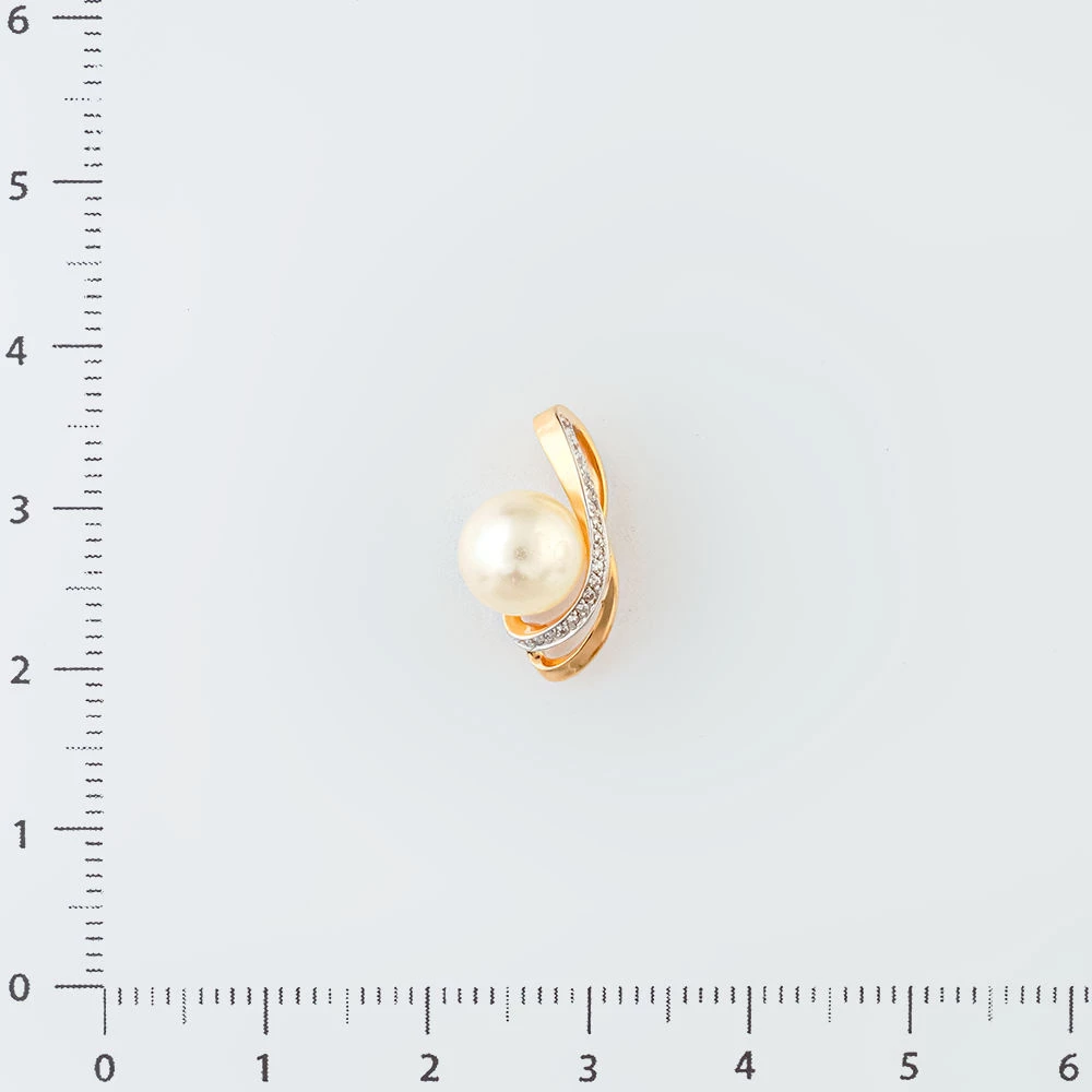 Подвес с культивированным жемчугом из красного золота 585 пробы