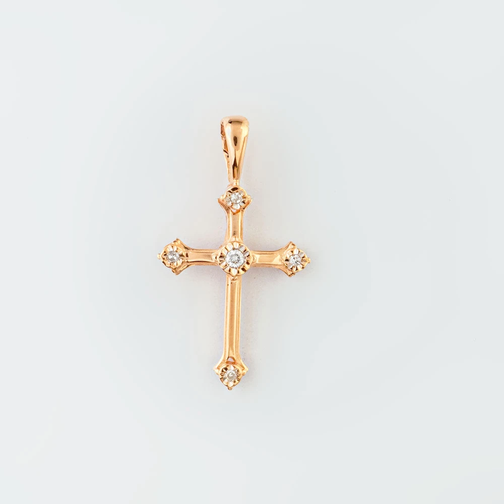 Подвес с бриллиантом из красного золота 585 пробы