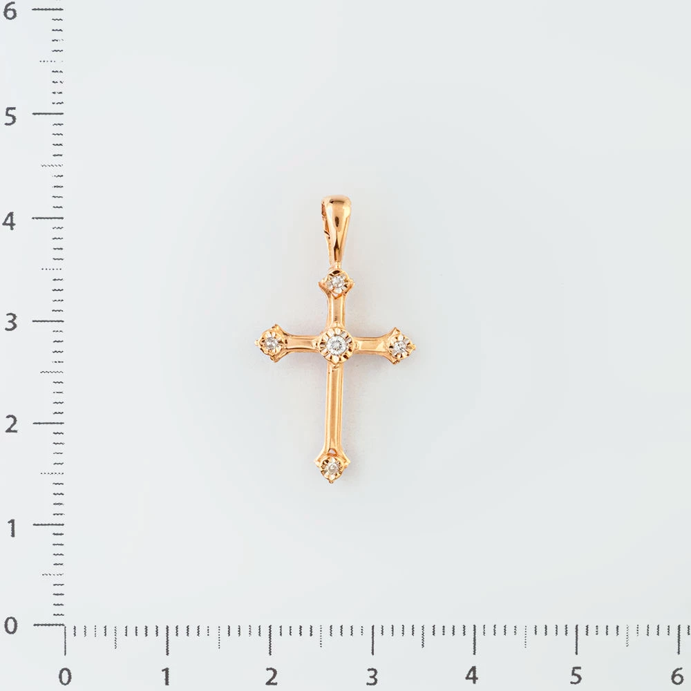 Подвес с бриллиантом из красного золота 585 пробы