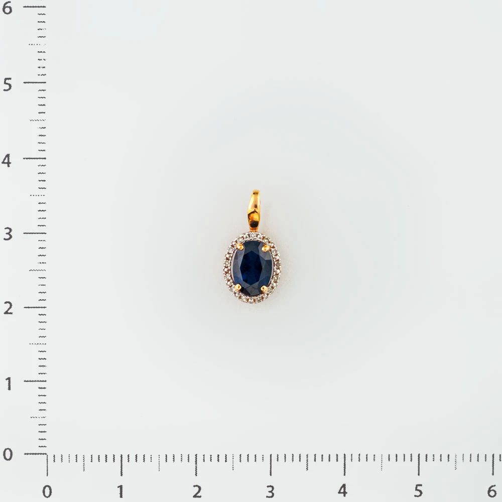 Подвес с сапфиром синтетическим из красного золота 375 пробы