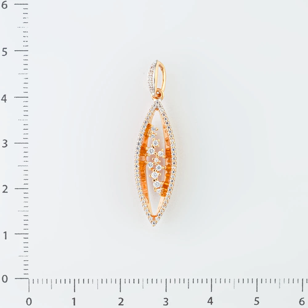 Подвес с фианитом из красного золота 585 пробы