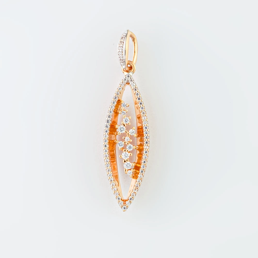 Подвес с фианитом из красного золота 585 пробы