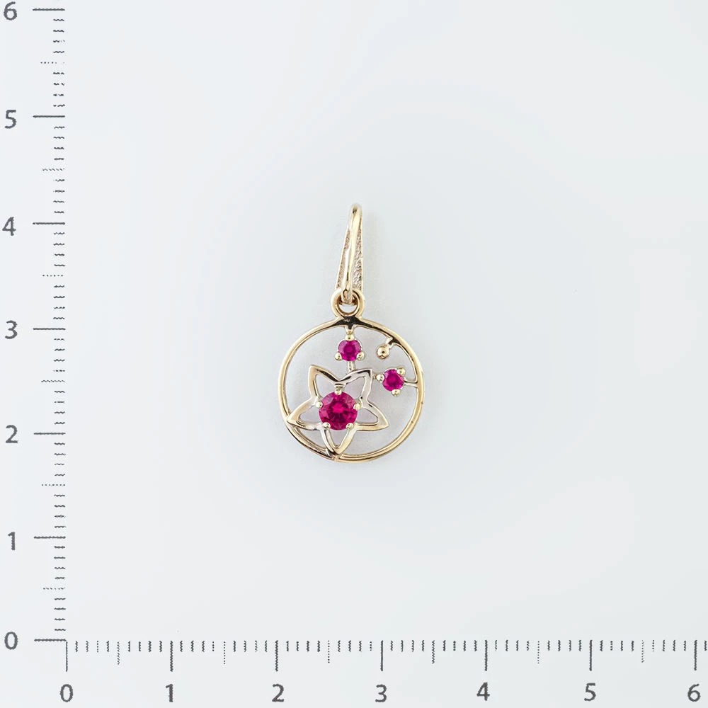 Подвес с рубином синтетическим из белого золота 585 пробы