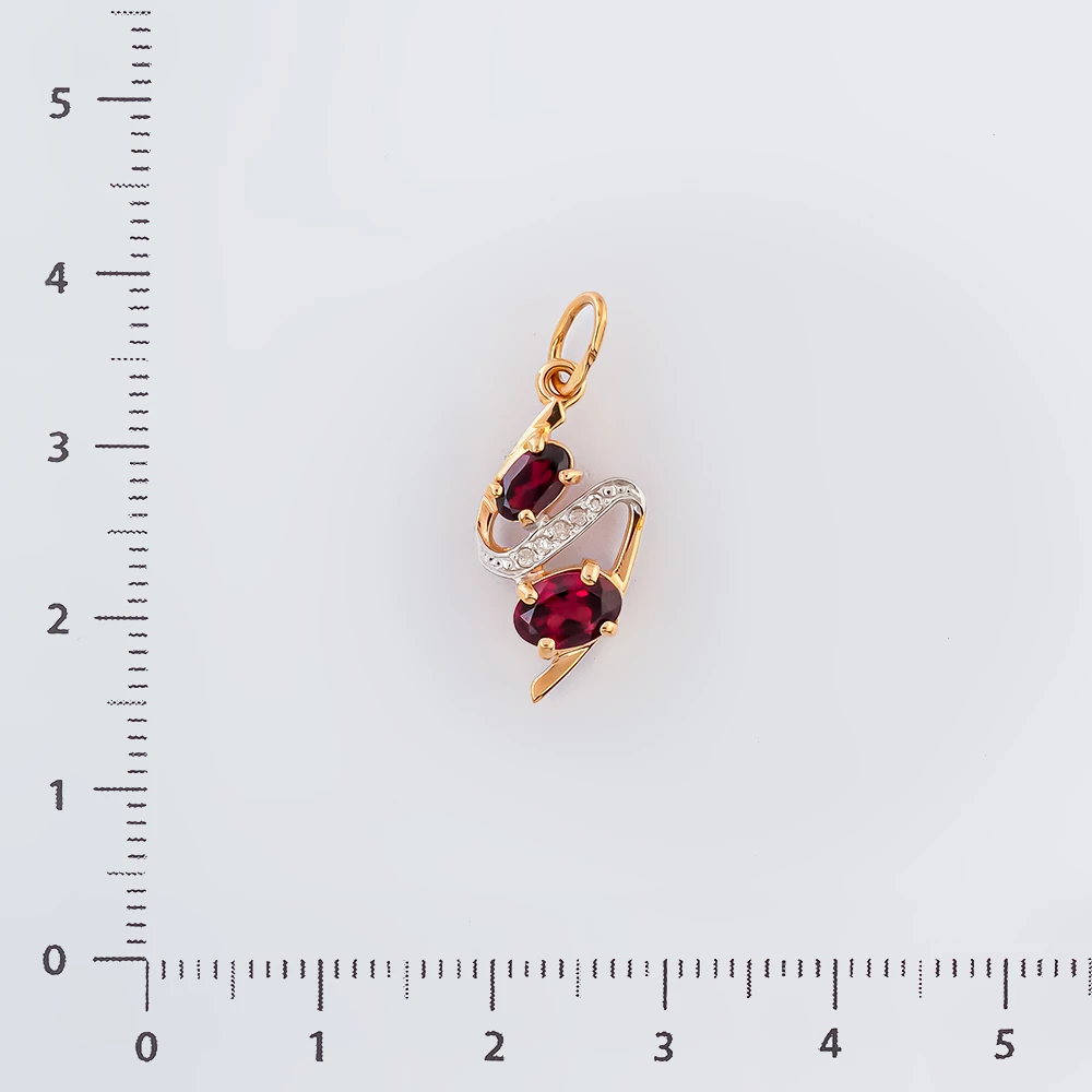 Подвес с гранатом из красного золота 585 пробы